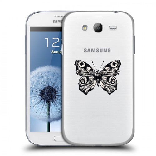 Полупрозрачный дизайнерский пластиковый чехол для Samsung Galaxy Grand прозрачные Бабочки 