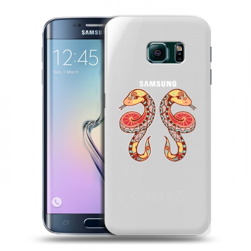 Полупрозрачный дизайнерский пластиковый чехол для Samsung Galaxy S6 Edge Прозрачные знаки зодиака