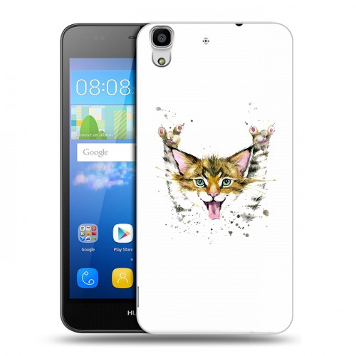 Полупрозрачный дизайнерский пластиковый чехол для Huawei Y6 Прозрачные кошки