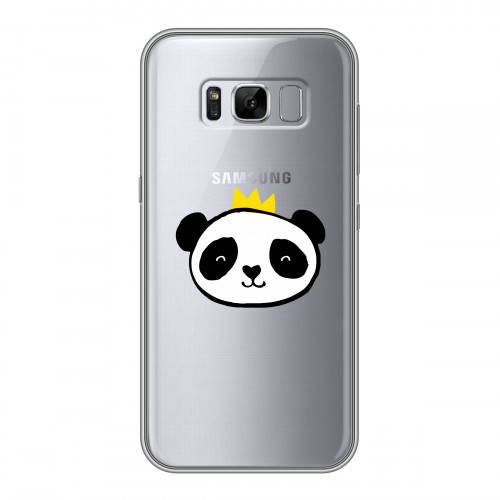 Полупрозрачный дизайнерский пластиковый чехол для Samsung Galaxy S8 Plus Прозрачные панды - смайлики