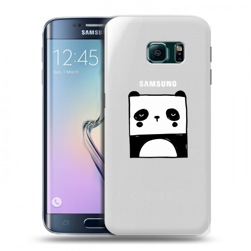 Полупрозрачный дизайнерский пластиковый чехол для Samsung Galaxy S6 Edge Прозрачные панды - смайлики