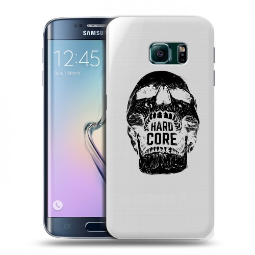 Полупрозрачный дизайнерский пластиковый чехол для Samsung Galaxy S6 Edge прозрачные черепа 