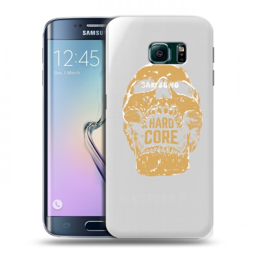 Полупрозрачный дизайнерский пластиковый чехол для Samsung Galaxy S6 Edge прозрачные черепа