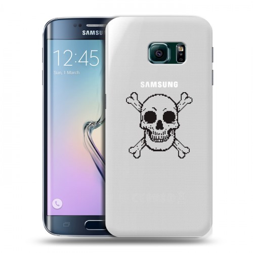 Полупрозрачный дизайнерский пластиковый чехол для Samsung Galaxy S6 Edge прозрачные черепа 4