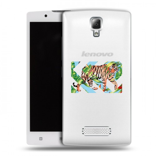 Полупрозрачный дизайнерский пластиковый чехол для Lenovo A2010 Прозрачные тигры