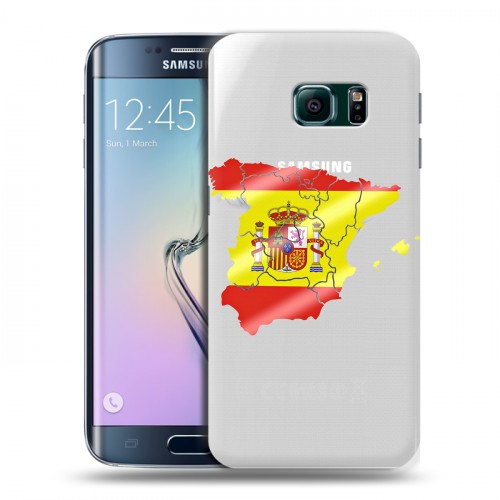 Полупрозрачный дизайнерский пластиковый чехол для Samsung Galaxy S6 Edge флаг Испании
