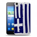 Полупрозрачный дизайнерский пластиковый чехол для Huawei Y6 флаг греции