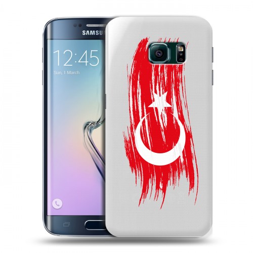 Полупрозрачный дизайнерский пластиковый чехол для Samsung Galaxy S6 Edge Флаг Турции