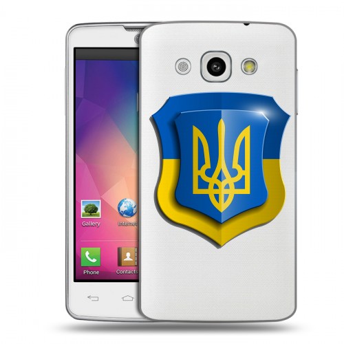 Полупрозрачный дизайнерский пластиковый чехол для LG L60 Флаг Украины