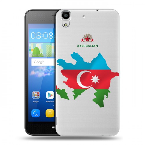 Полупрозрачный дизайнерский пластиковый чехол для Huawei Y6 Флаг Азербайджана