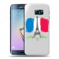 Полупрозрачный дизайнерский пластиковый чехол для Samsung Galaxy S6 Edge Флаг Франции