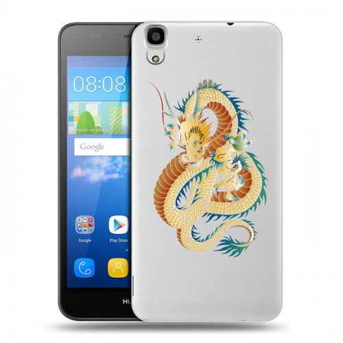 Полупрозрачный дизайнерский пластиковый чехол для Huawei Y6 Прозрачные Драконы