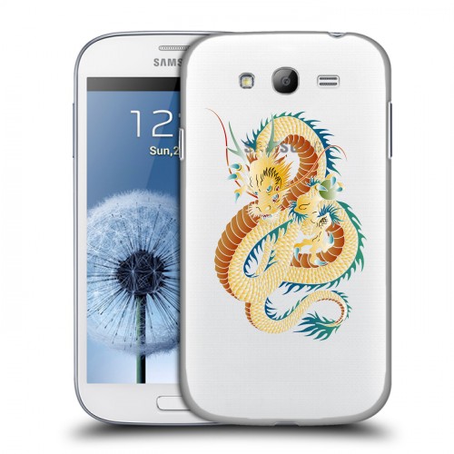 Полупрозрачный дизайнерский пластиковый чехол для Samsung Galaxy Grand Прозрачные Драконы