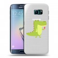 Полупрозрачный дизайнерский пластиковый чехол для Samsung Galaxy S6 Edge Прозрачные крокодилы