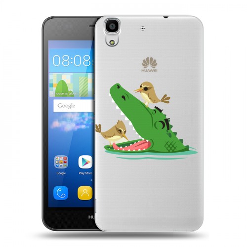 Полупрозрачный дизайнерский пластиковый чехол для Huawei Y6 Прозрачные крокодилы