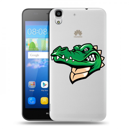 Полупрозрачный дизайнерский пластиковый чехол для Huawei Y6 Прозрачные крокодилы