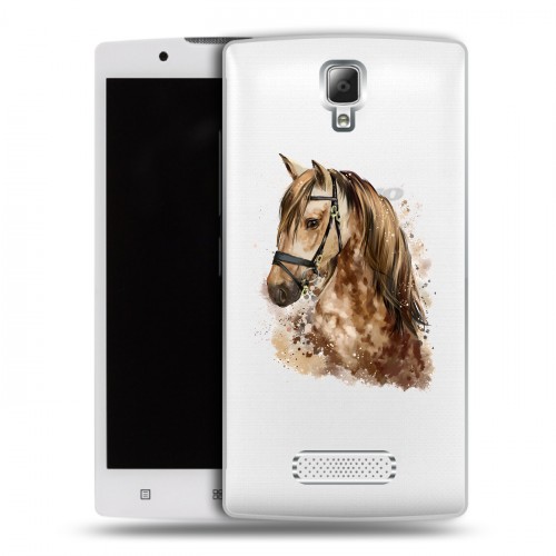 Полупрозрачный дизайнерский пластиковый чехол для Lenovo A2010 Прозрачные лошади и единороги 