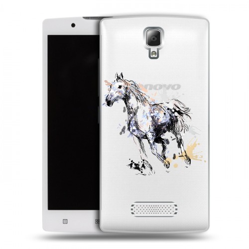 Полупрозрачный дизайнерский пластиковый чехол для Lenovo A2010 Прозрачные лошади и единороги 