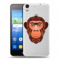 Полупрозрачный дизайнерский пластиковый чехол для Huawei Y6 Прозрачные обезьяны