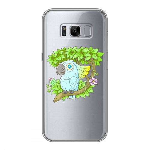 Полупрозрачный дизайнерский пластиковый чехол для Samsung Galaxy S8 Plus Прозрачные попугаи