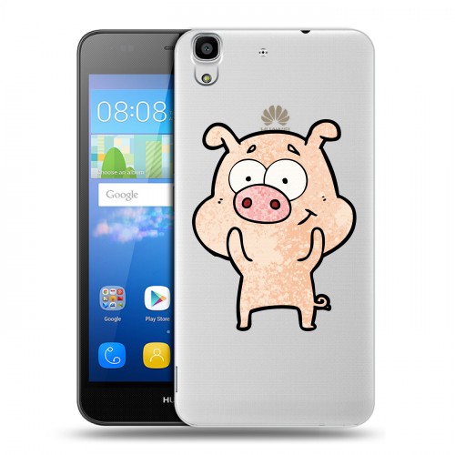 Полупрозрачный дизайнерский пластиковый чехол для Huawei Y6 Прозрачные свинки
