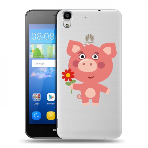 Полупрозрачный дизайнерский пластиковый чехол для Huawei Y6 Прозрачные свинки