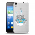 Полупрозрачный дизайнерский пластиковый чехол для Huawei Y6 Прозрачные слоны