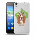 Полупрозрачный дизайнерский пластиковый чехол для Huawei Y6 Прозрачные собаки