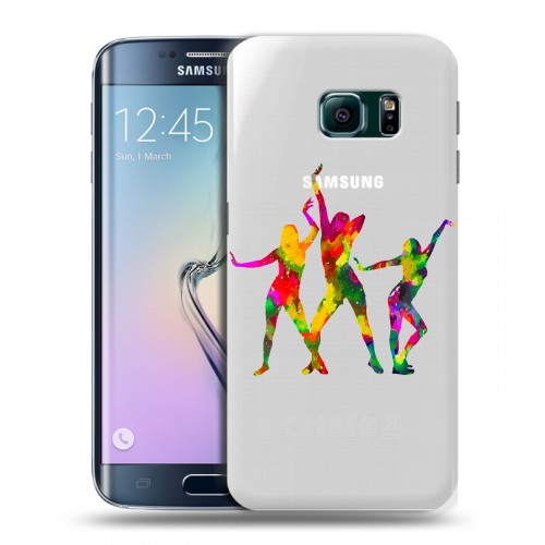 Полупрозрачный дизайнерский пластиковый чехол для Samsung Galaxy S6 Edge Прозрачные танцоры