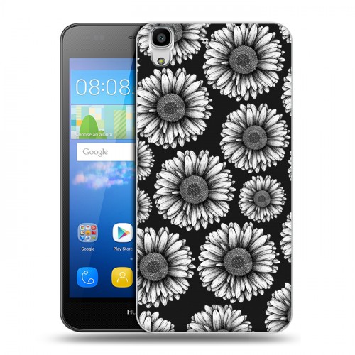 Дизайнерский пластиковый чехол для Huawei Y6 Черно-белые цветы