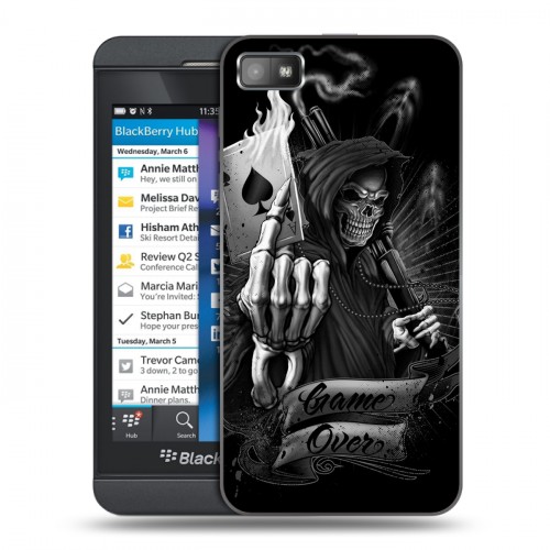 Дизайнерский пластиковый чехол для BlackBerry Z10 Скелет и туз