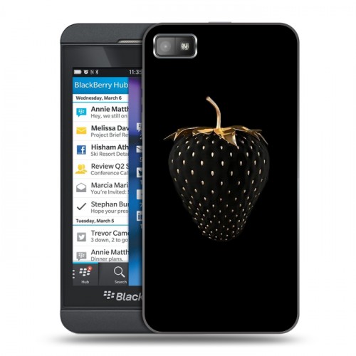 Дизайнерский пластиковый чехол для BlackBerry Z10 Темная клубничка