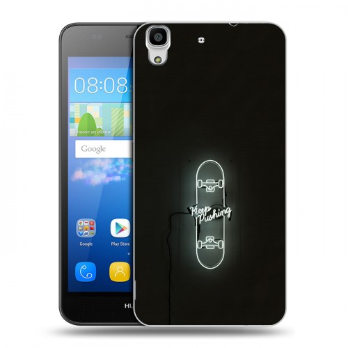 Дизайнерский пластиковый чехол для Huawei Y6 Минимализм на черном