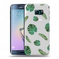 Полупрозрачный дизайнерский пластиковый чехол для Samsung Galaxy S6 Edge Зеленые листья паттерн