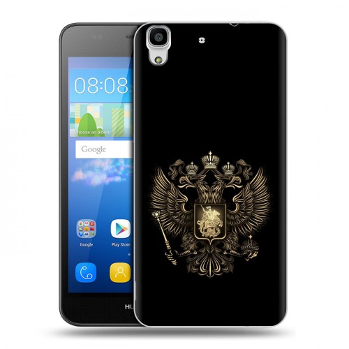 Дизайнерский пластиковый чехол для Huawei Y6 герб России золотой