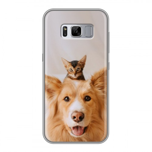 Дизайнерский силиконовый чехол для Samsung Galaxy S8 Plus Собака и котенок
