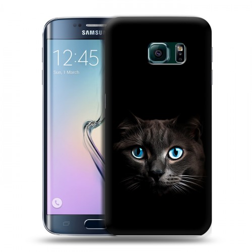 Дизайнерский пластиковый чехол для Samsung Galaxy S6 Edge Кот в темноте