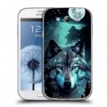 Дизайнерский пластиковый чехол для Samsung Galaxy Grand Волк и луна