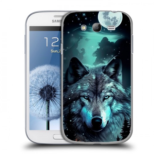 Дизайнерский пластиковый чехол для Samsung Galaxy Grand Волк и луна