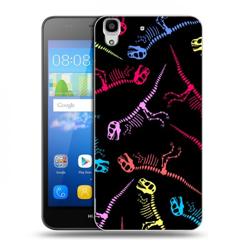 Дизайнерский пластиковый чехол для Huawei Y6 Узоры динозавров