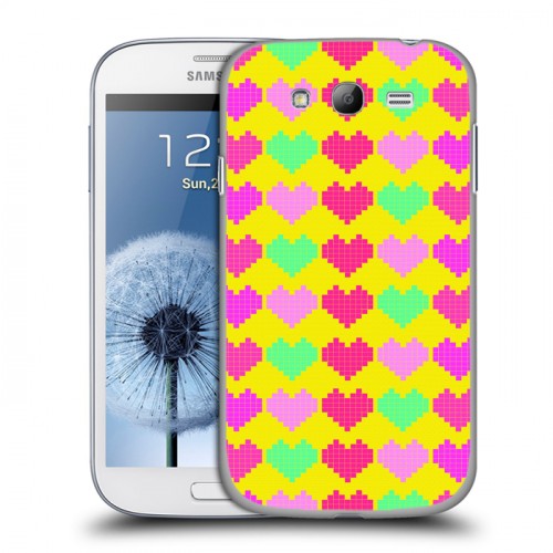 Дизайнерский пластиковый чехол для Samsung Galaxy Grand Пиксельные сердца