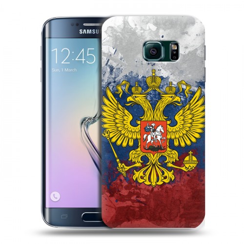 Дизайнерский пластиковый чехол для Samsung Galaxy S6 Edge Российский флаг и герб