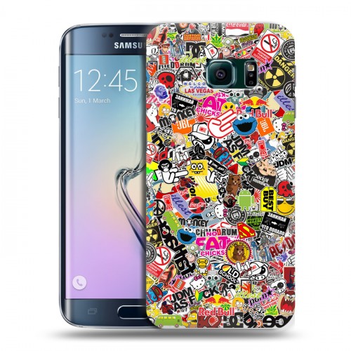 Дизайнерский силиконовый чехол для Samsung Galaxy S6 Edge Радуга наклеек