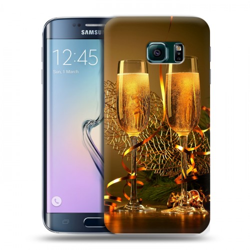 Дизайнерский силиконовый чехол для Samsung Galaxy S6 Edge Новогодние бокалы