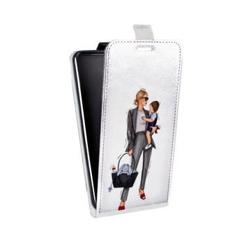Дизайнерский вертикальный чехол-книжка для Samsung Galaxy S6 Edge Мама и сын (на заказ)