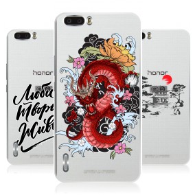 Дизайнерский пластиковый чехол для Huawei Honor 6 Plus прозрачные