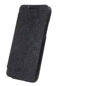 Кожаный чехол книжка горизонтальная (нат. кожа) для HTC Desire 300 Черный