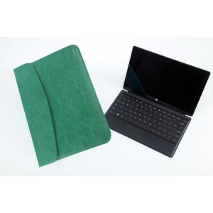 Кожаный чехол папка (нат. вощеная кожа) для Microsoft Surface Pro 2 Зеленый