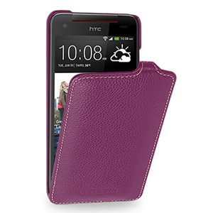 Кожаный чехол книжка вертикальная (нат. кожа) для HTC Butterfly S Фиолетовый