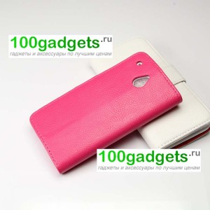 Чехол портмоне подставка для HTC One Mini Розовый